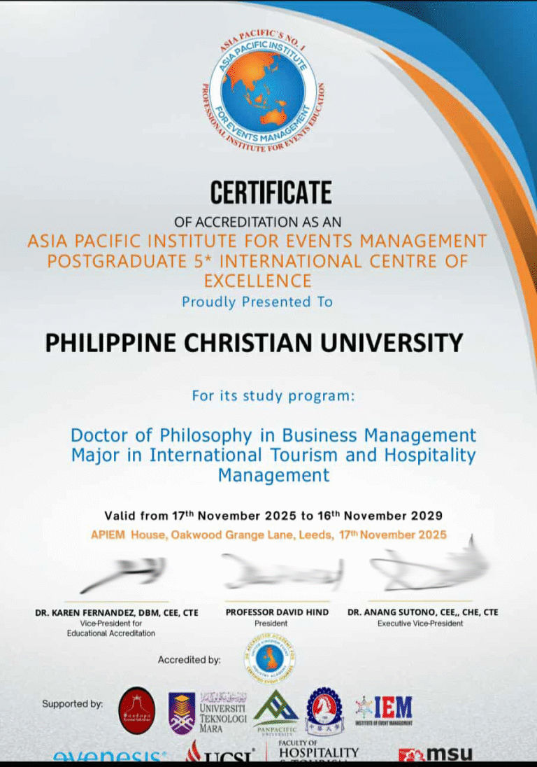 PCU PhD major in International and Hospitality Management