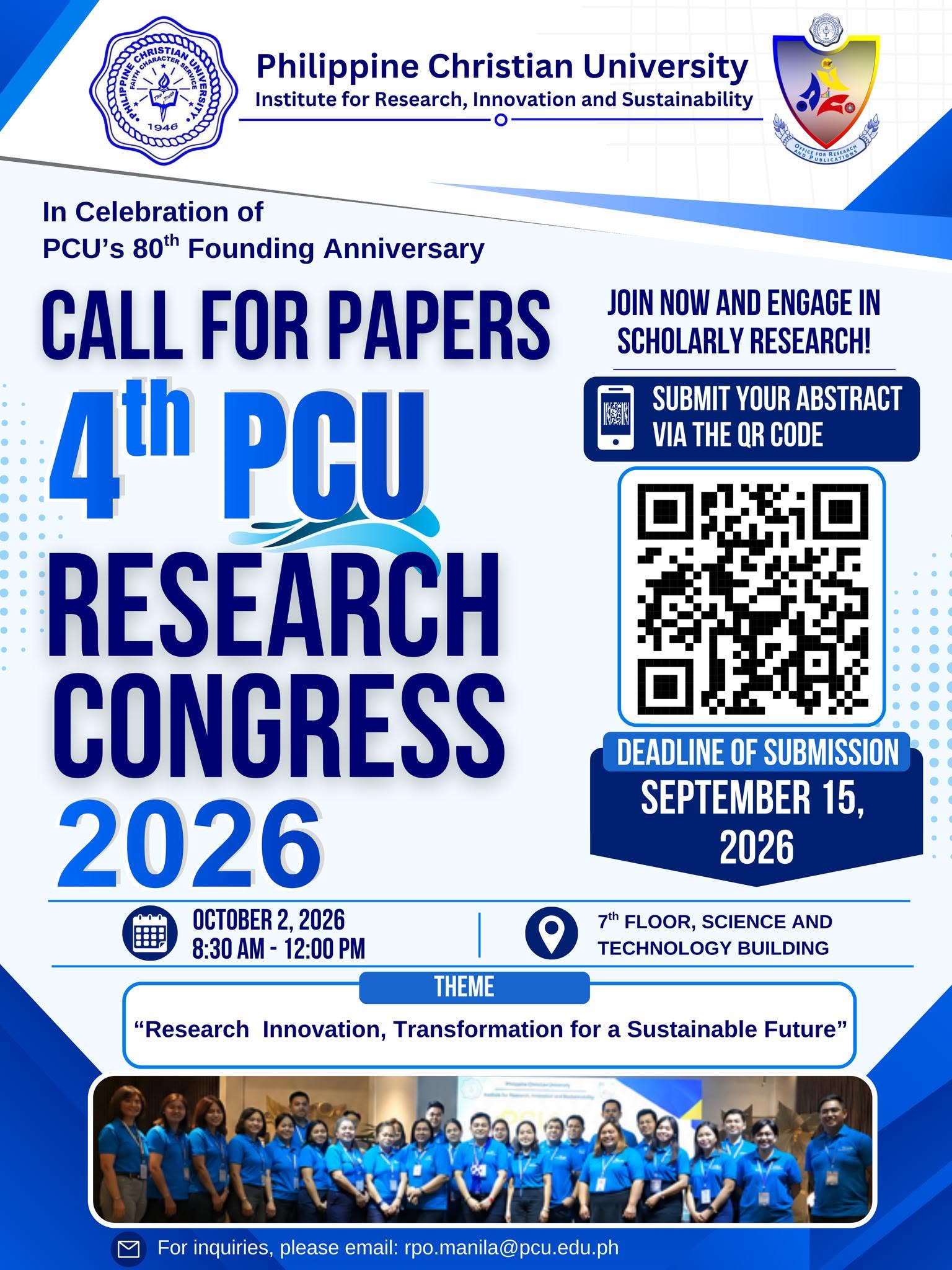 Call for Papers – 4th PCU Research Congress 2026